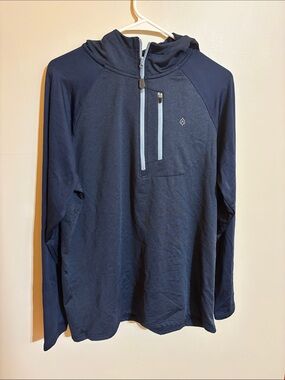 Aspen:  Men's Navy Half Zip-Hoodie with Chest Pocket (size M)